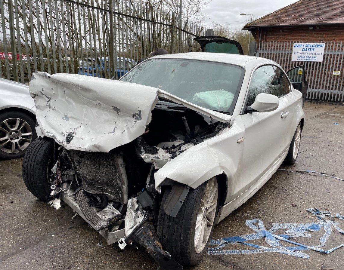 The car after the head-on collision